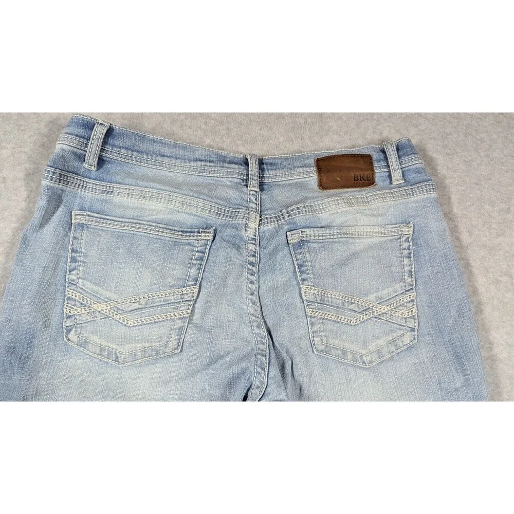 BKE Men‎ Jeans 36x29 Tyler Straight Whiskering Light Wash Cotton Zip Fly